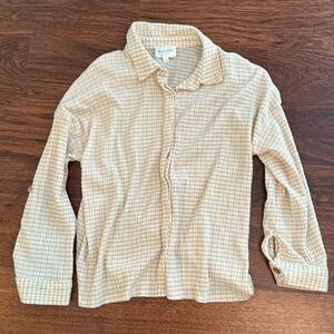 Line & Dot Button Up Shirt Checker Tan Revolve - S